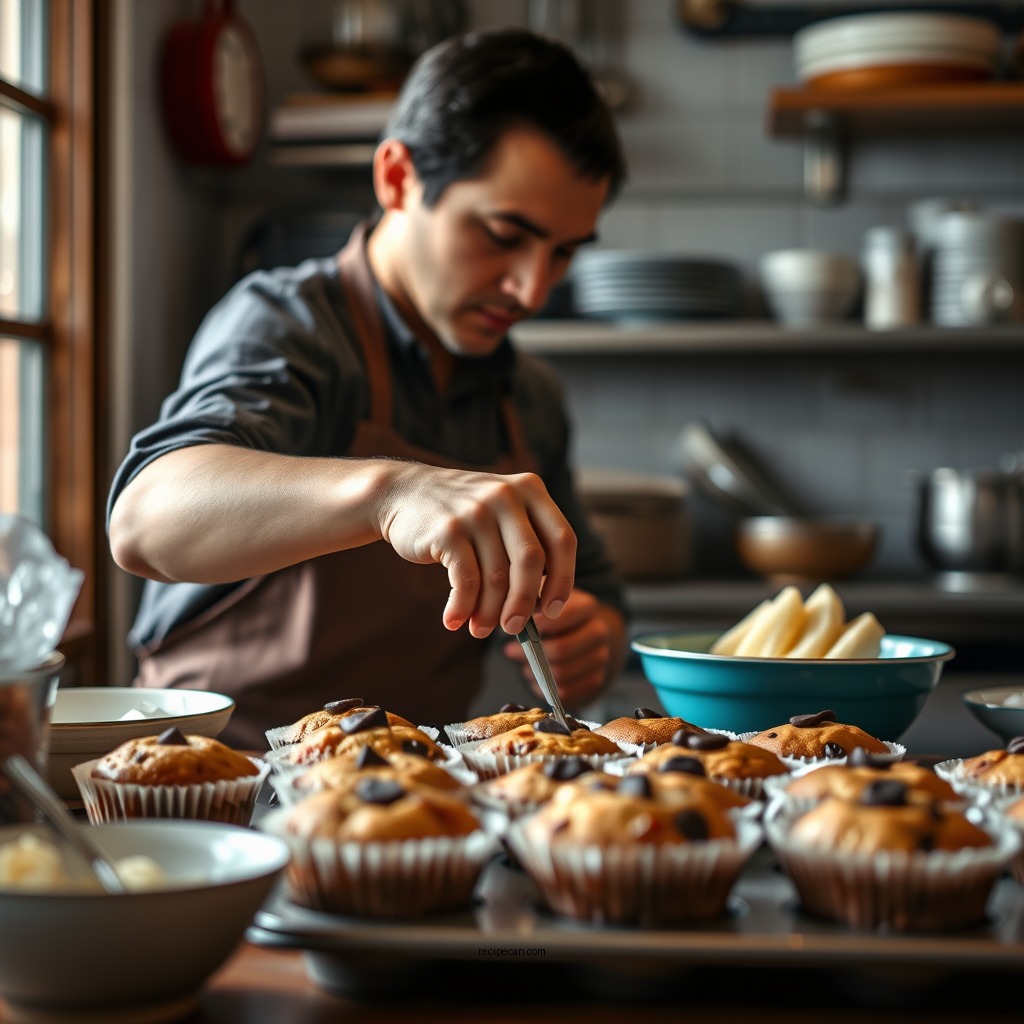 Step-by-Step Preparation - chocolate chip muffins recipe