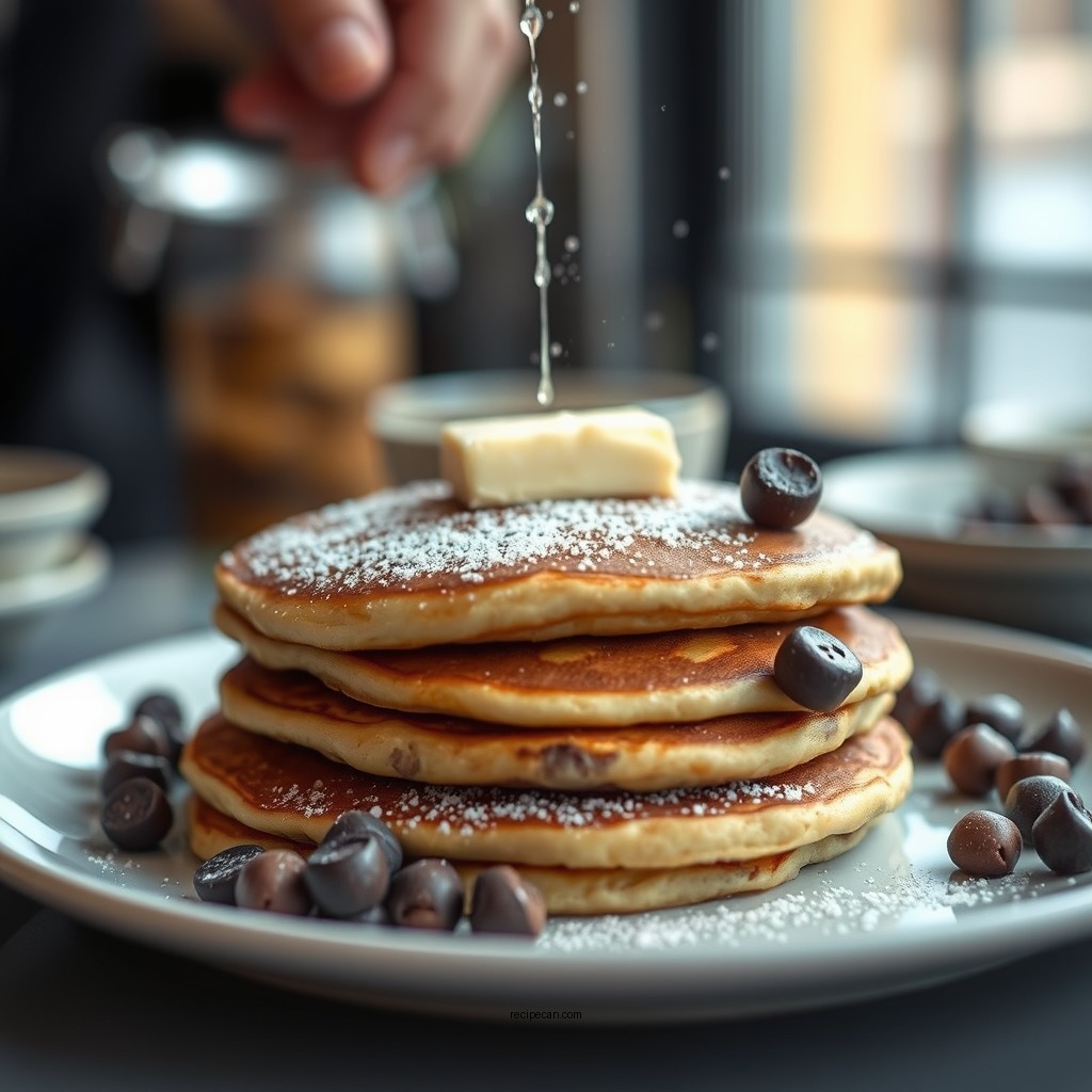 Cooking the Pancakes - chocolate chip pancake recipe