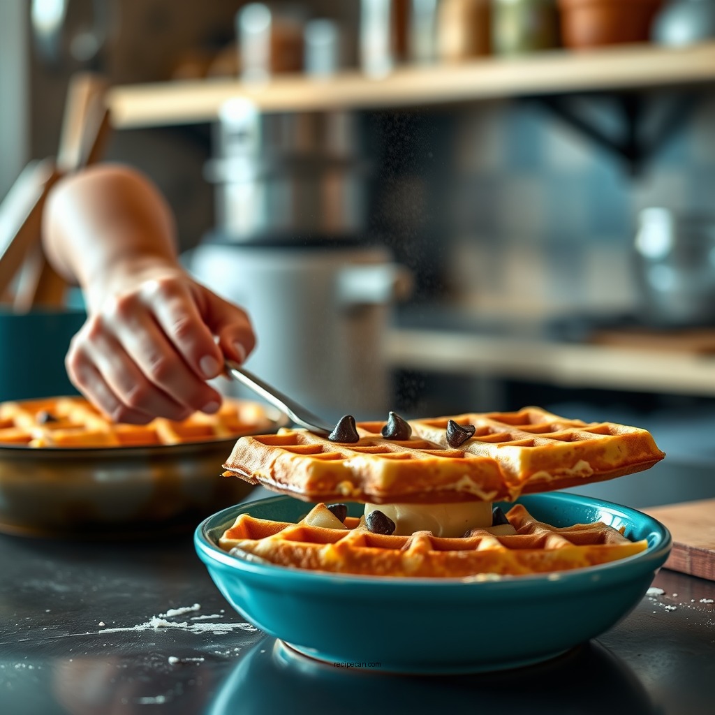 Preparing the Batter - chocolate chip waffles recipe