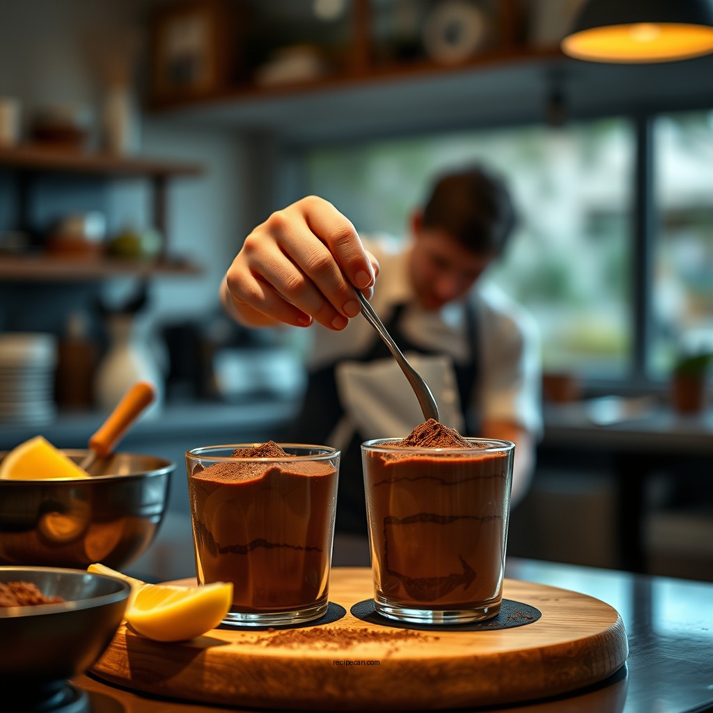 Step-by-Step Preparation - chocolate mousse recipe made with cocoa powder