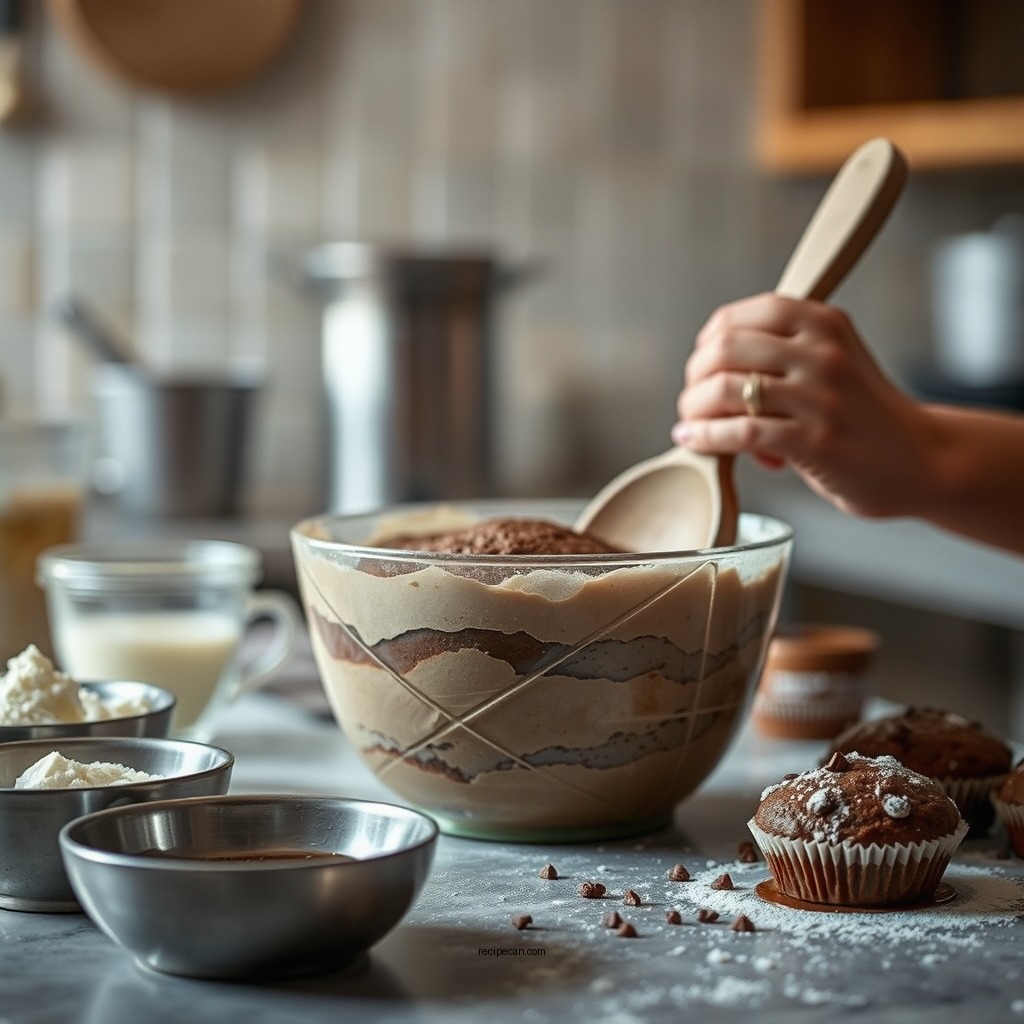Preparing the Batter - chocolate muffins recipe