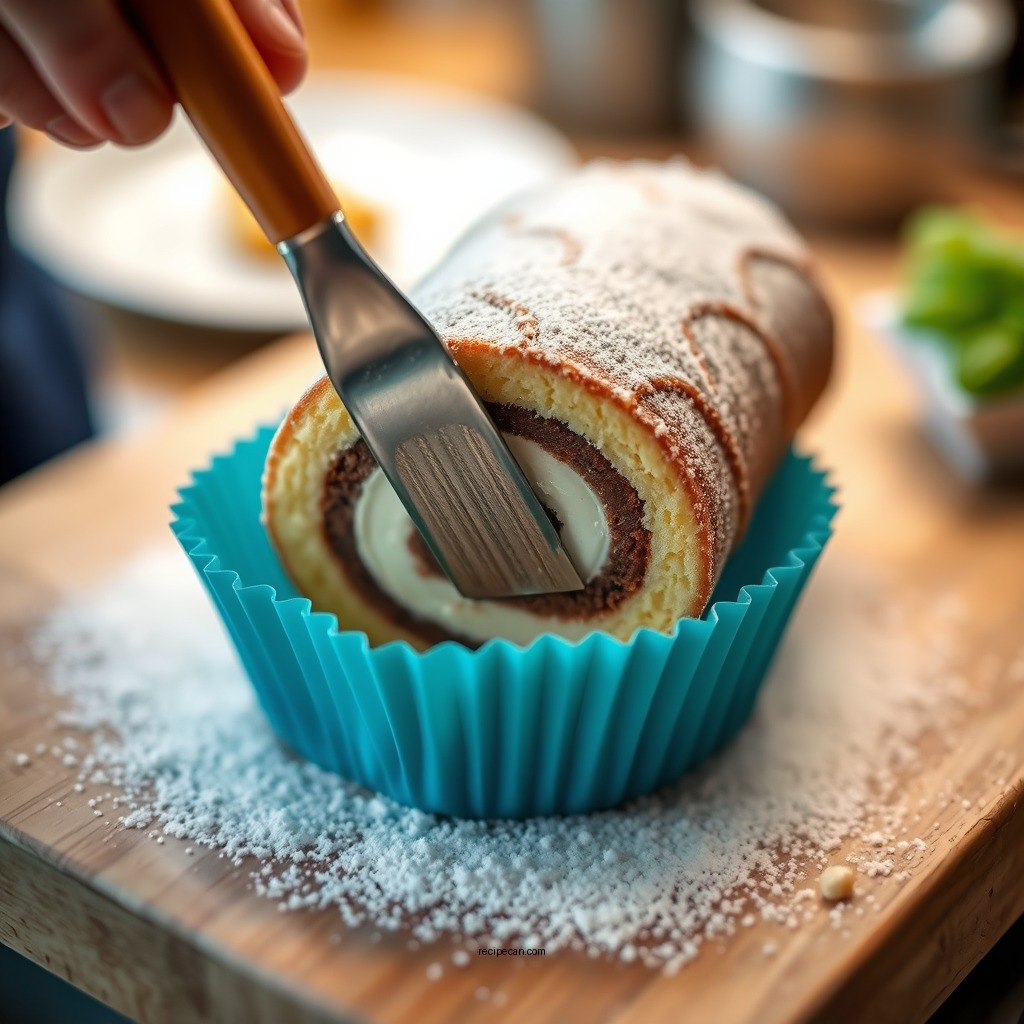 Baking the Sponge Cake - chocolate swiss roll recipe