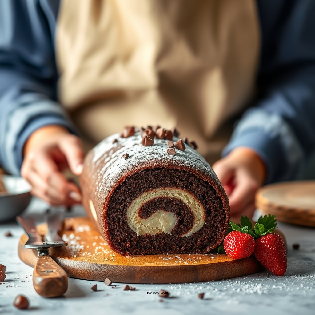 Preparing the Chocolate Sponge Cake - chocolate swiss roll recipe