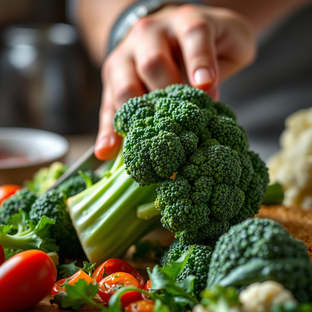 Preparing the Vegetables - christmas salad recipe with broccoli and cauliflower