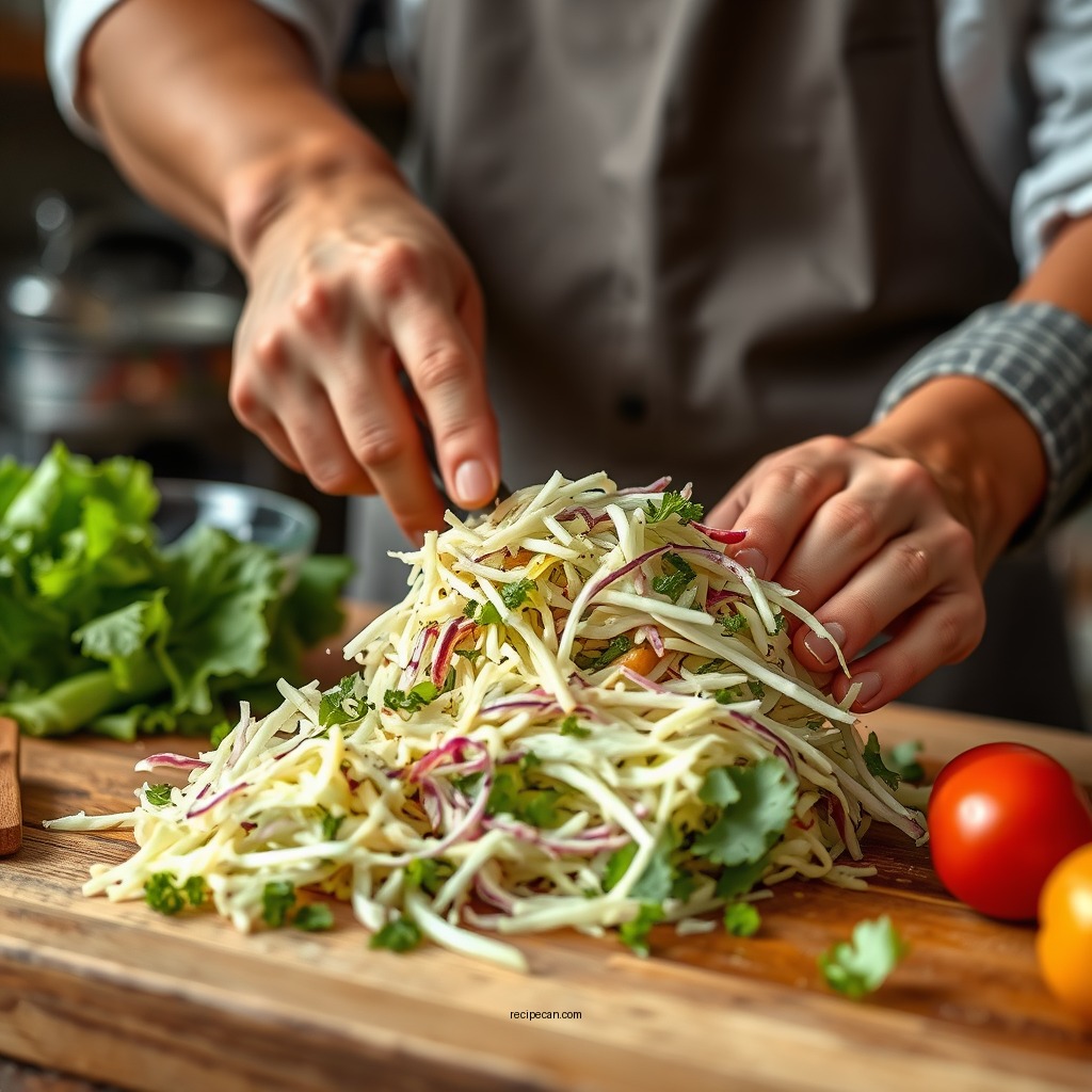 Preparing the Vegetables - cider vinegar coleslaw recipe