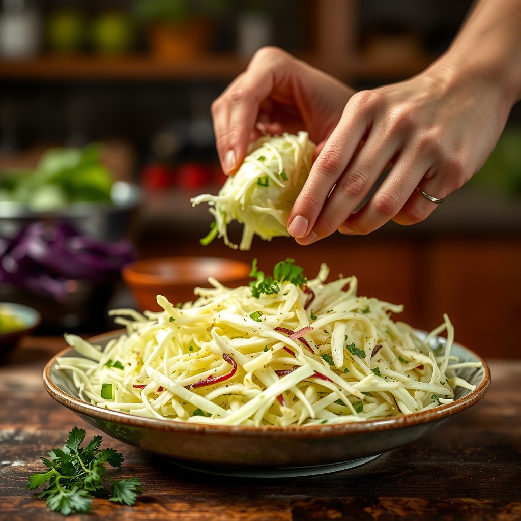 Preparing the Cabbage - cilantro lime coleslaw recipe