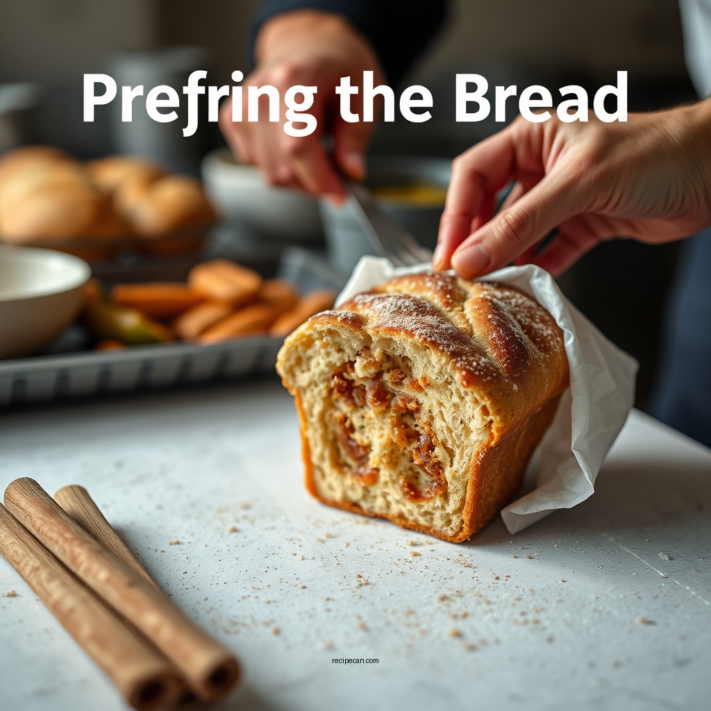 Preparing the Bread - cinnamon bread pudding recipe