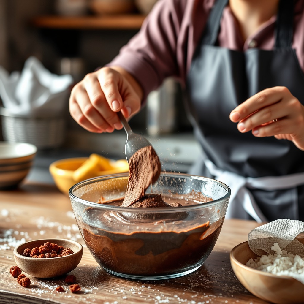 Preparing the Batter - cocoa brownie recipe
