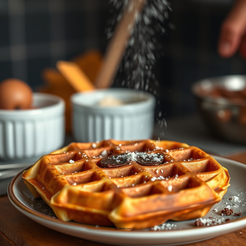 Cooking the Cocoa Waffles - cocoa waffle recipe