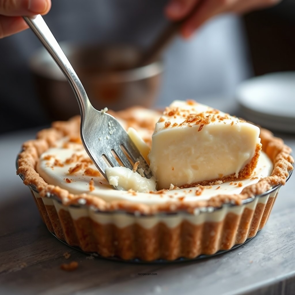 Making the Coconut Custard Filling - coconut custard pie recipe