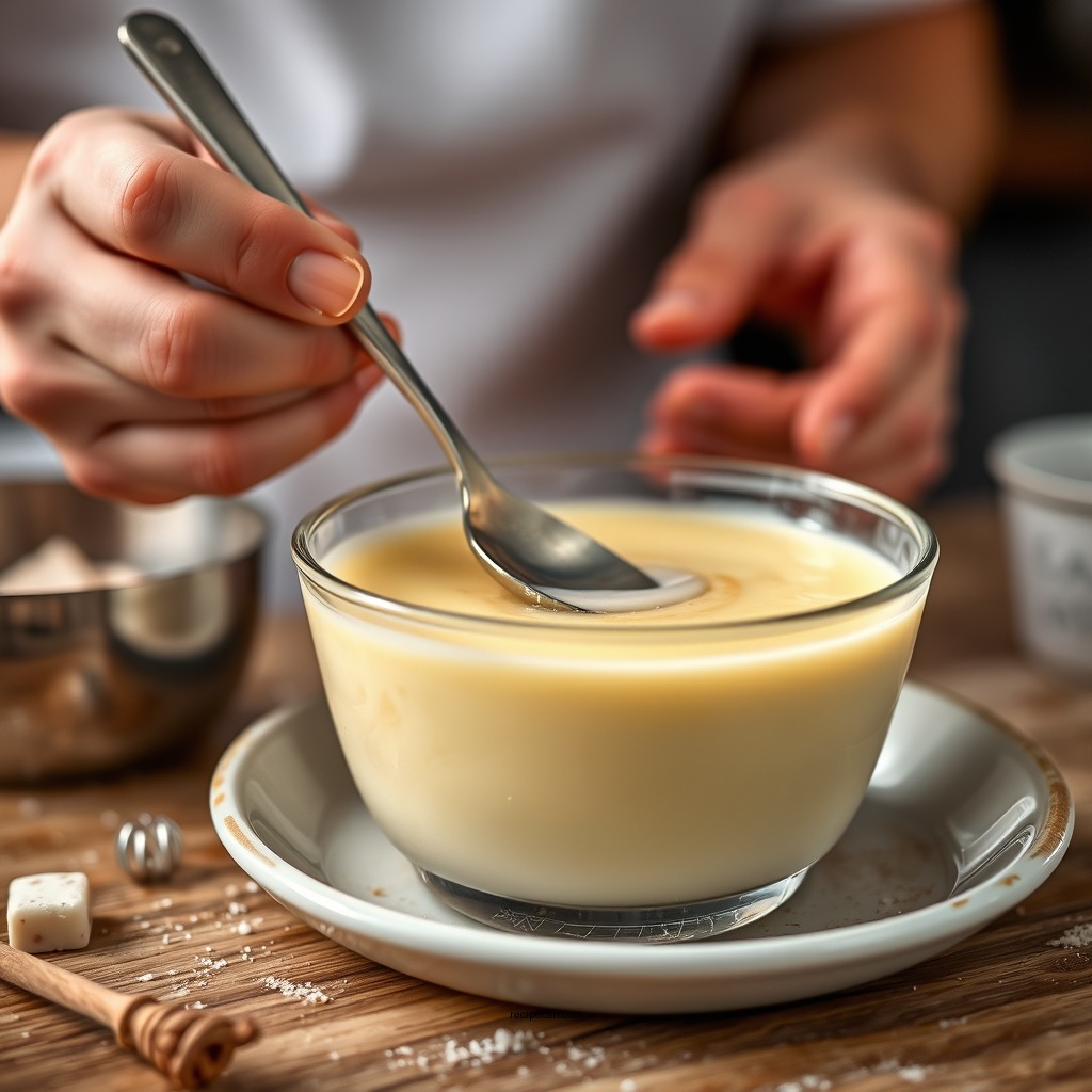 Baking the Custard - coconut custard recipe
