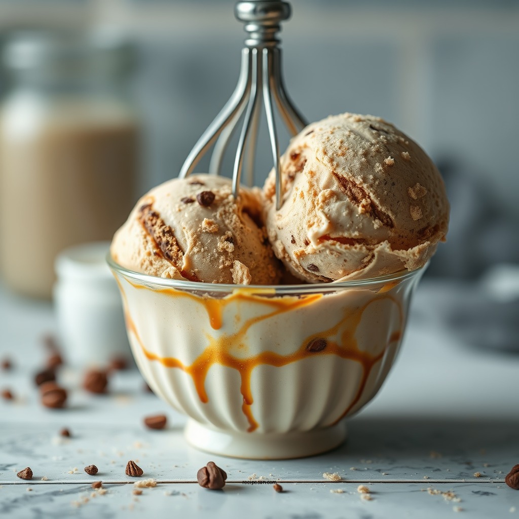 Churning the Mixture - coffee ice cream recipe without eggs