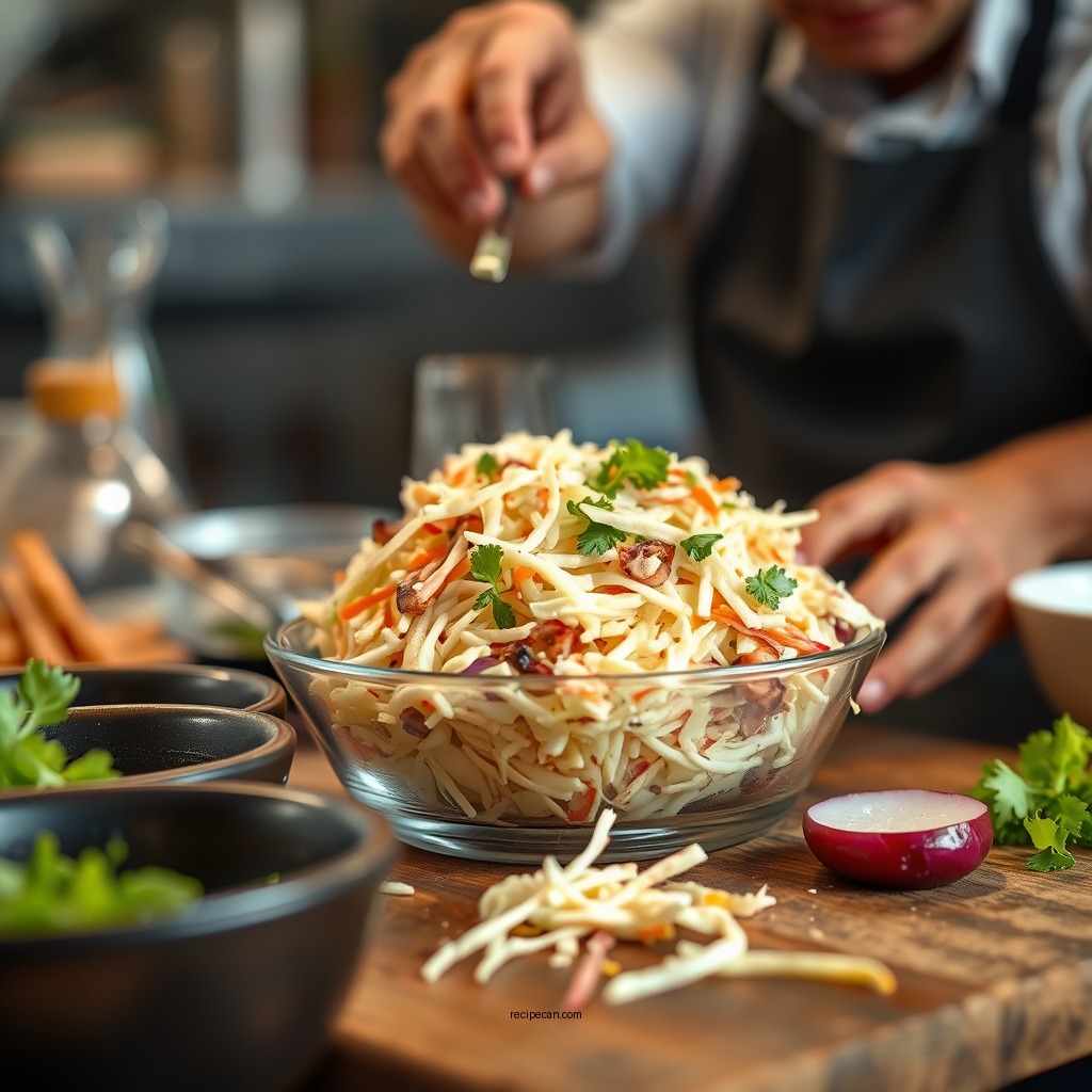 Preparing the Base - coleslaw for bbq recipe