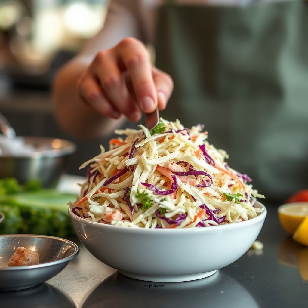 Preparing the Coleslaw - coleslaw for tacos recipe