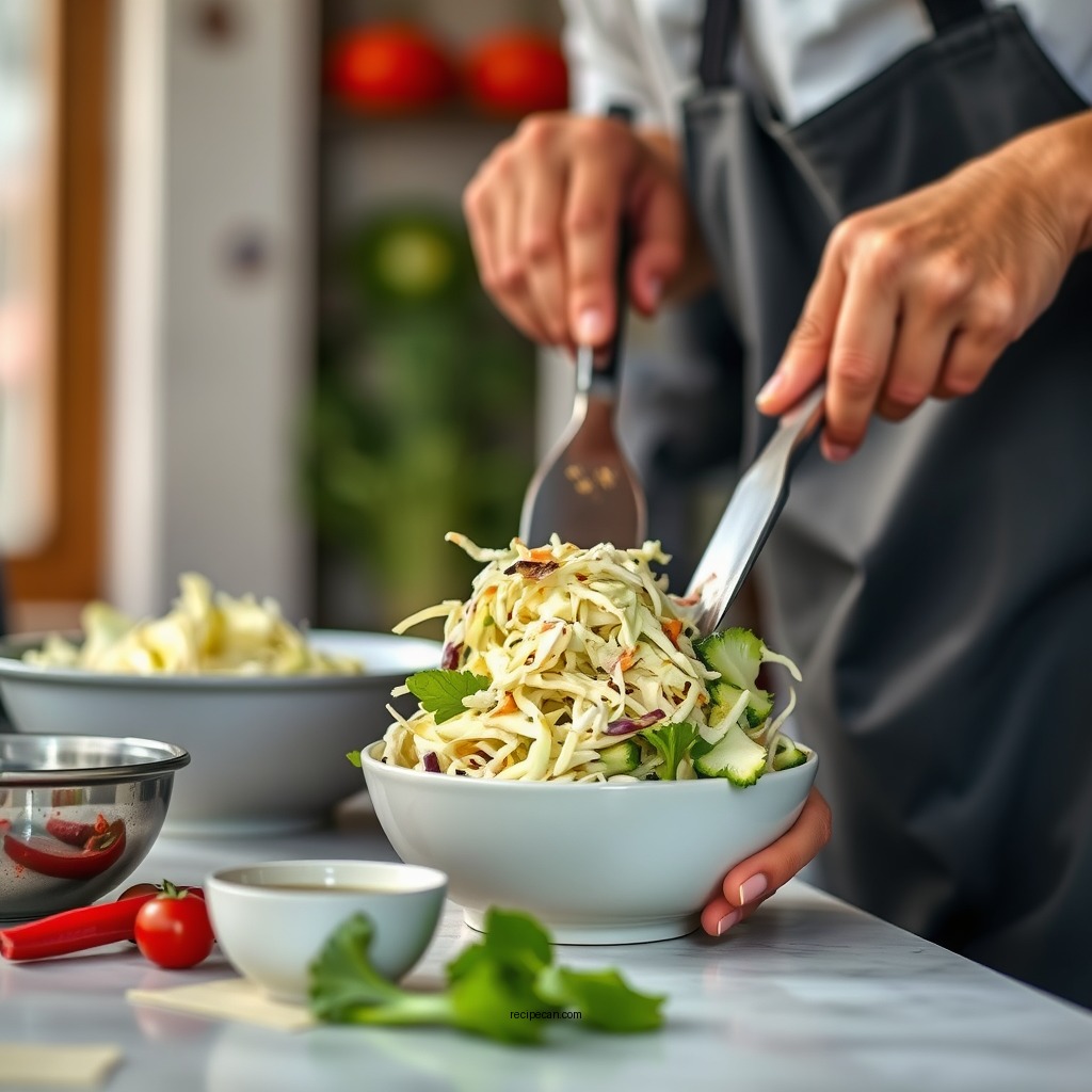 Preparing the Vegetables - coleslaw recipe for pulled pork sandwiches