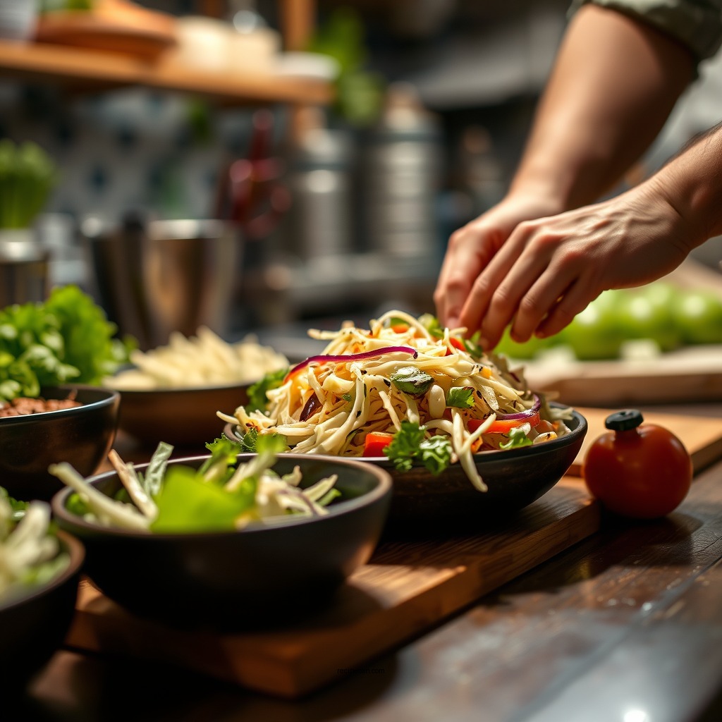 Preparing the Vegetables - coleslaw recipe for shrimp tacos