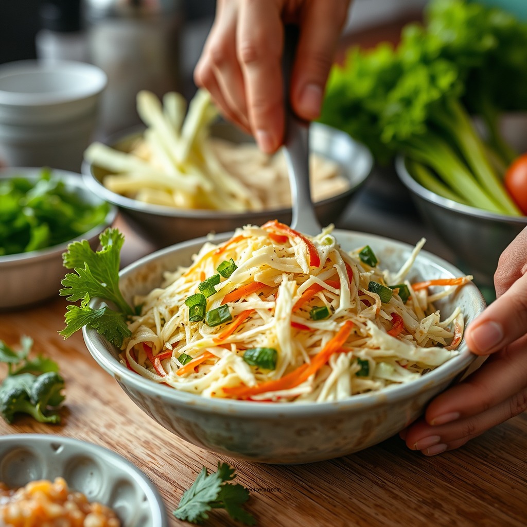 Preparing the Vegetables - coleslaw recipe kfc