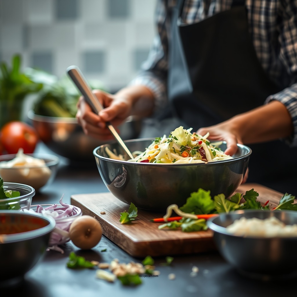 Preparing the Vegetables - coleslaw recipe with celery seed