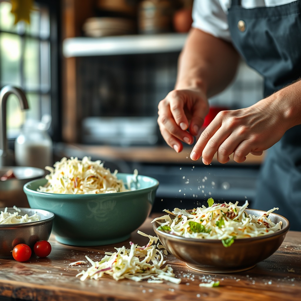 Preparing the Coleslaw - coleslaw recipe with coleslaw mix