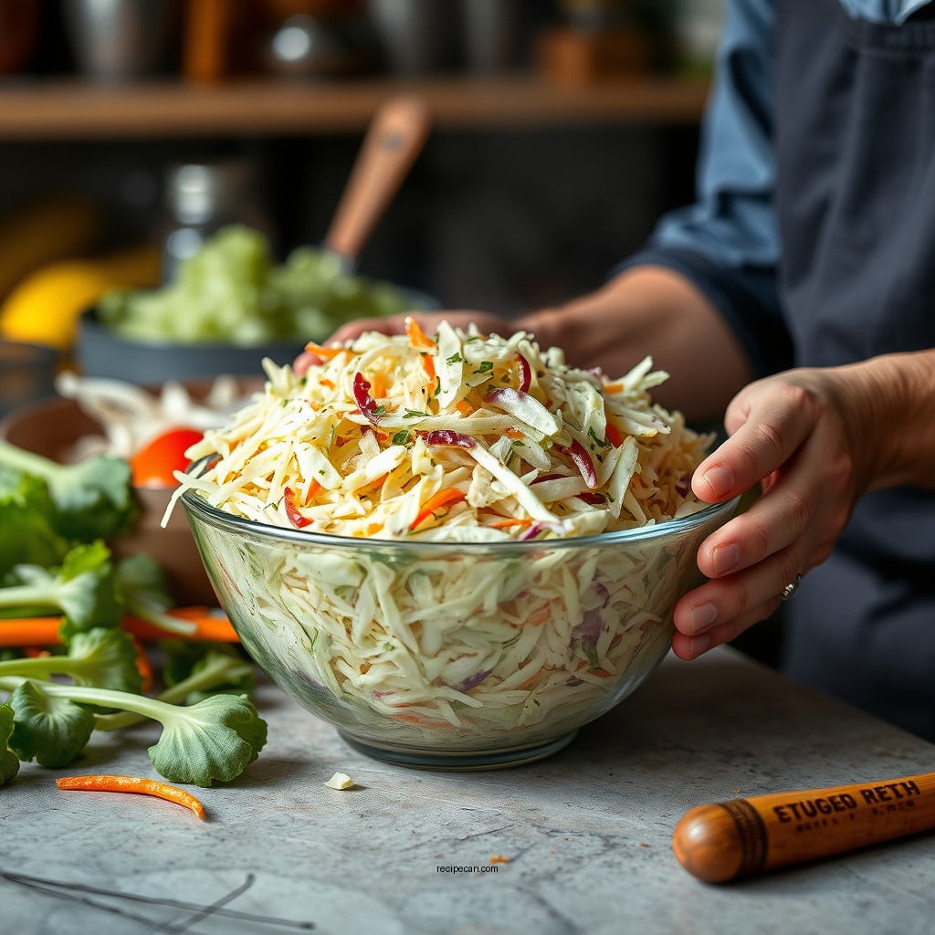 Preparing the Vegetables - coleslaw recipe with vinegar