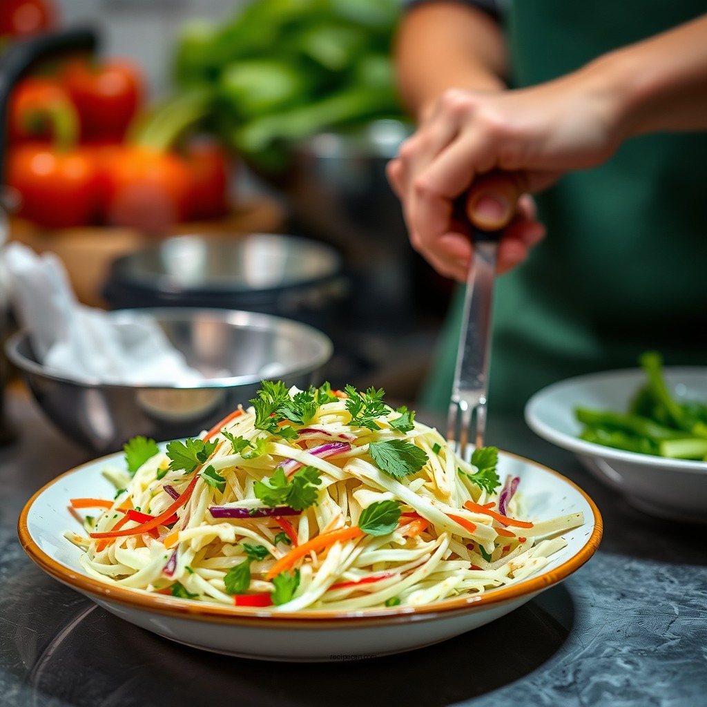 Preparing the Vegetables - coleslaw spicy recipe