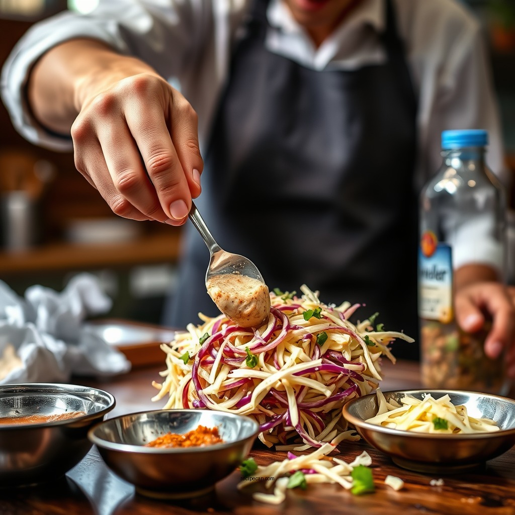 Preparing the Dressing - coleslaw vinegar dressing recipe