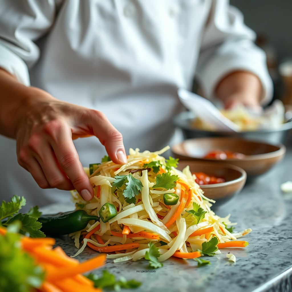 Preparing the Cabbage and Vegetables - coleslaw with jalapeno recipe