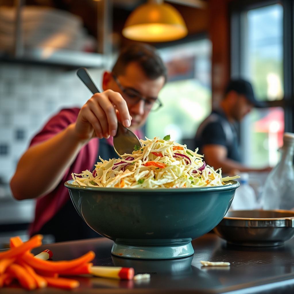 Preparing the Coleslaw Base - copycat kfc coleslaw recipe