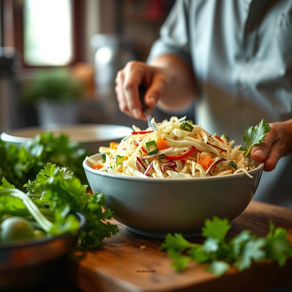 Preparing the Vegetables - copycat restaurant recipes kfc coleslaw