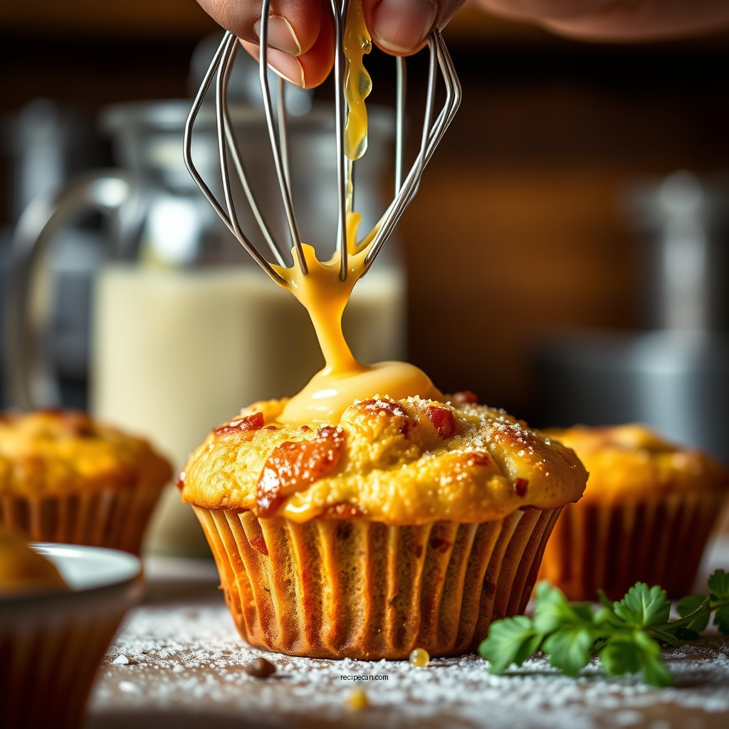 Mixing and Pouring - corn muffin recipe