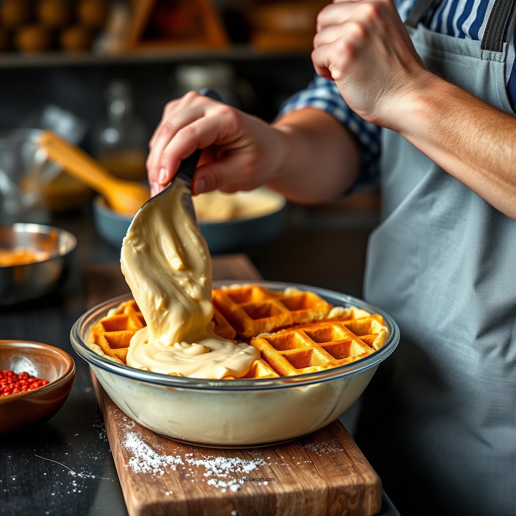 Preparing the Batter - cornbread waffles recipe