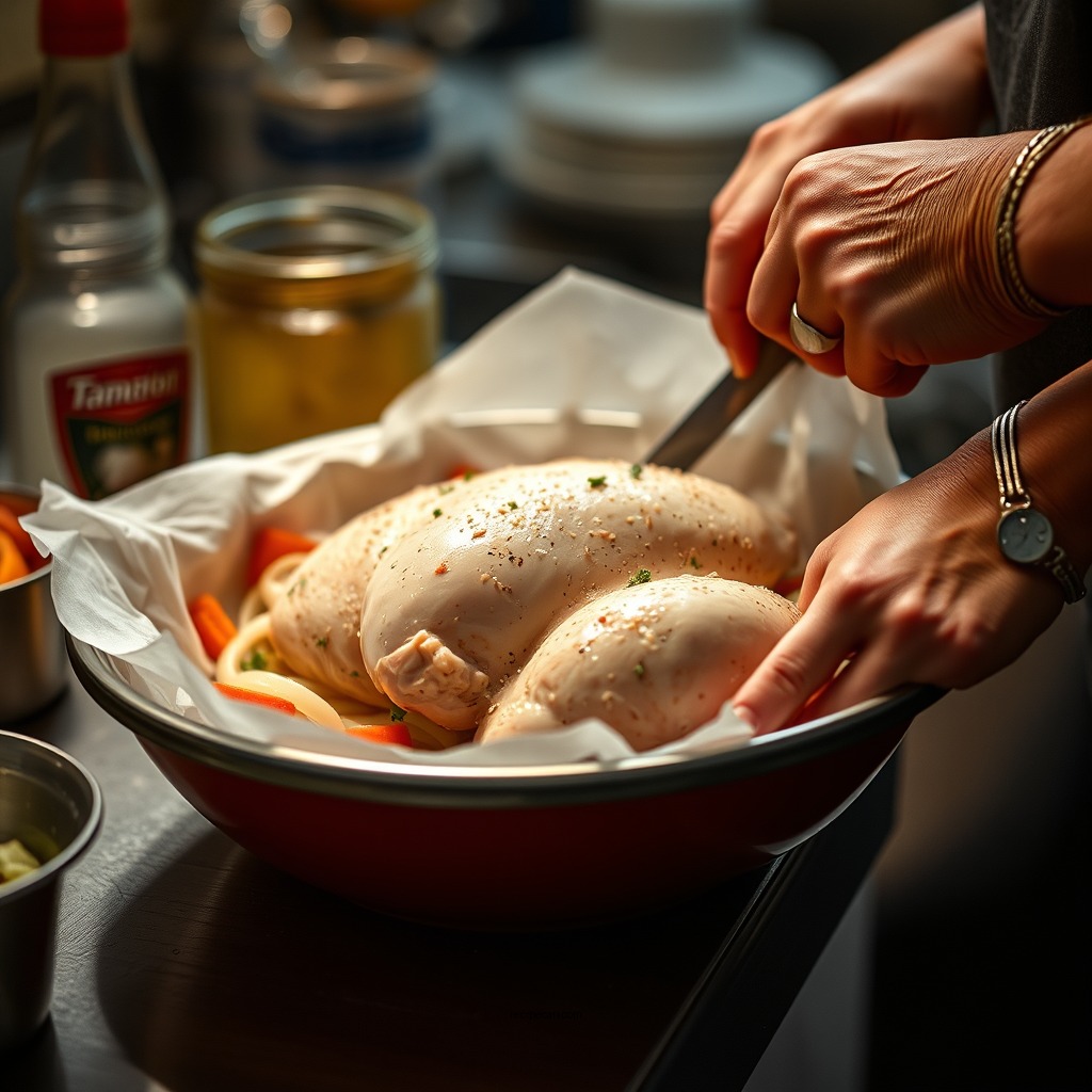 Preparing the Chicken - corner bakery chicken salad recipe