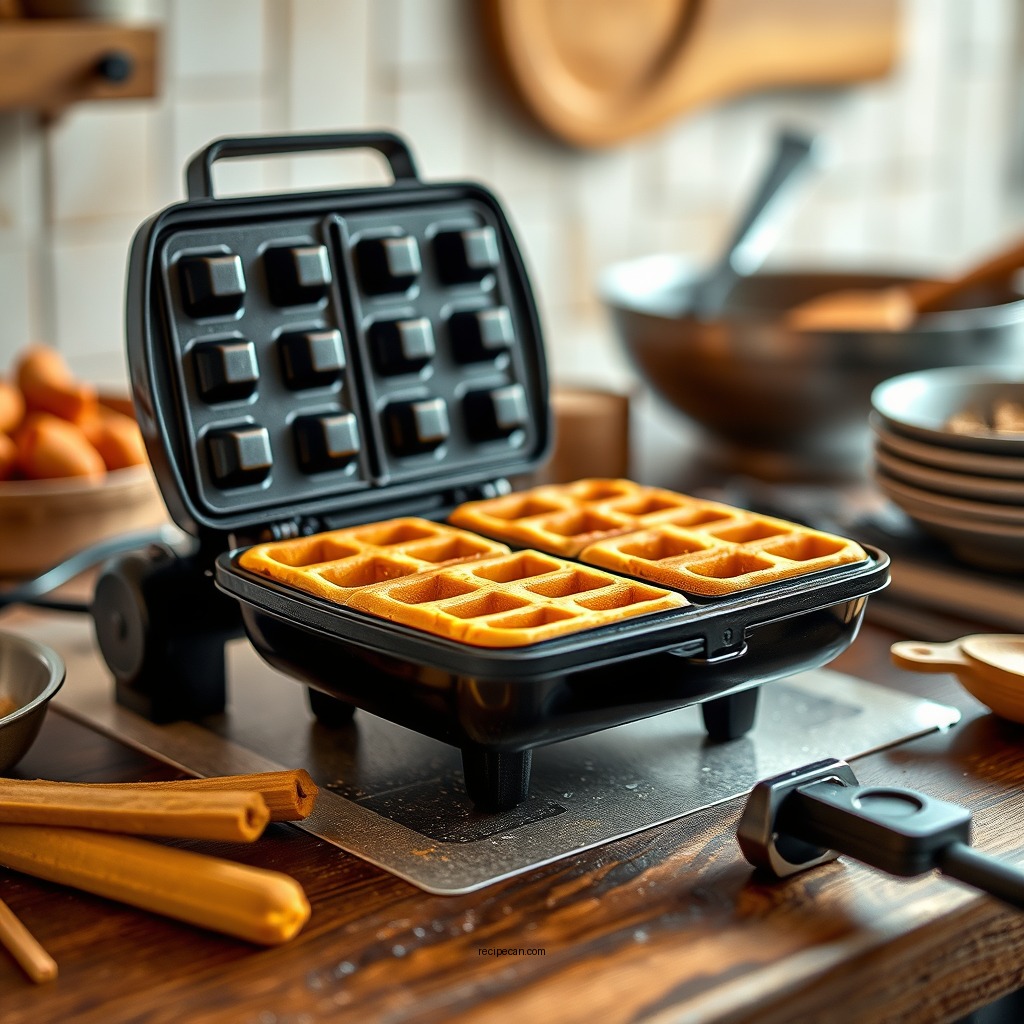 Preheating the Waffle Iron - cornmeal waffle recipe
