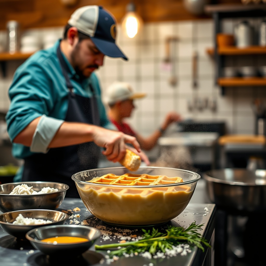 Preparing the Batter - cornmeal waffle recipe