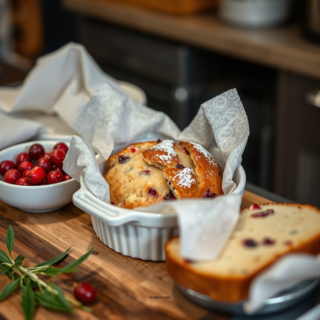 Preparing the Bread - cranberry bread pudding recipe