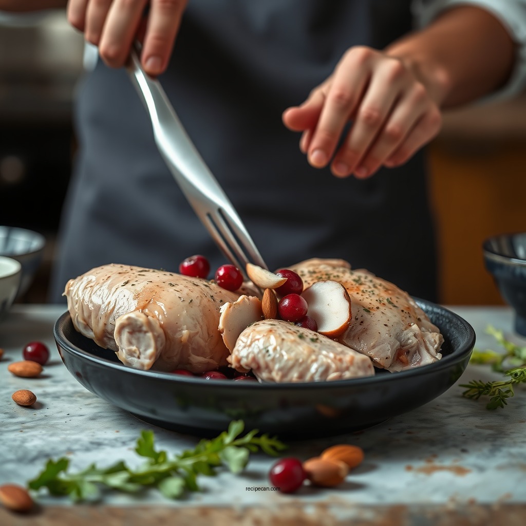 Preparing the Chicken - cranberry chicken salad recipe almonds