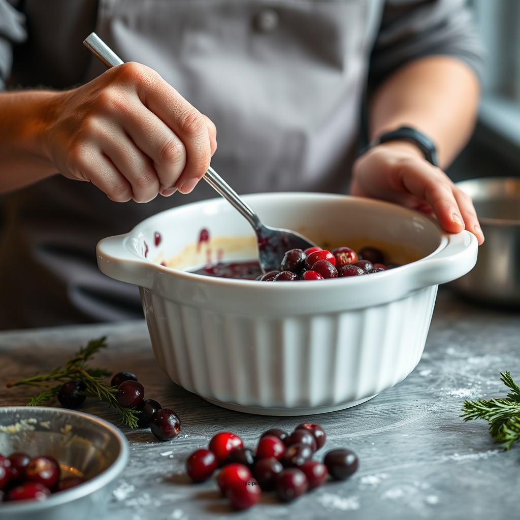 Preparing the Cranberry Filling - cranberry pie recipe