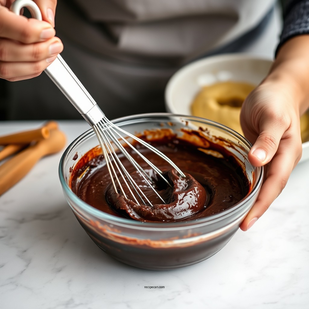 Preparing the Brownie Batter - cream cheese brownie recipe