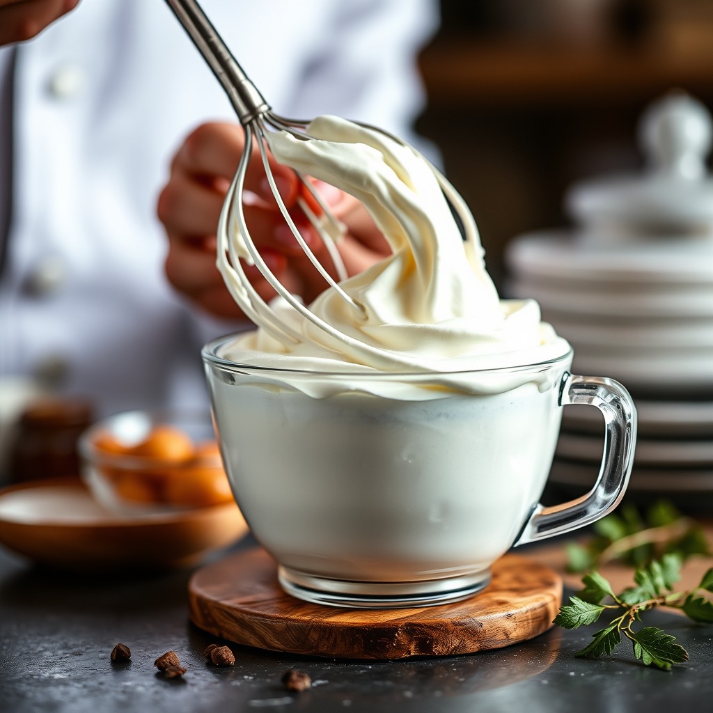 Whipping the Heavy Cream - cream cheese mousse recipe