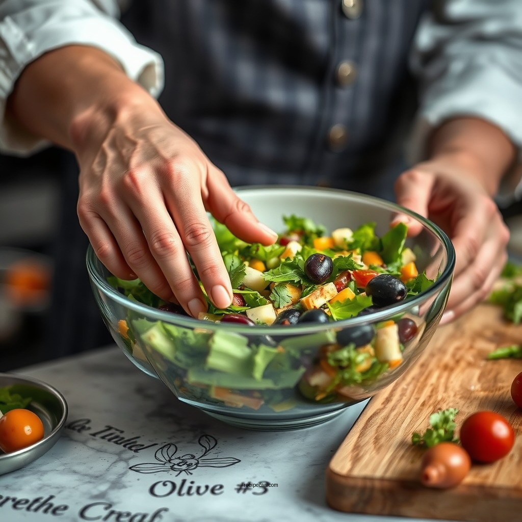Preparing the Salad - creole olive salad recipe