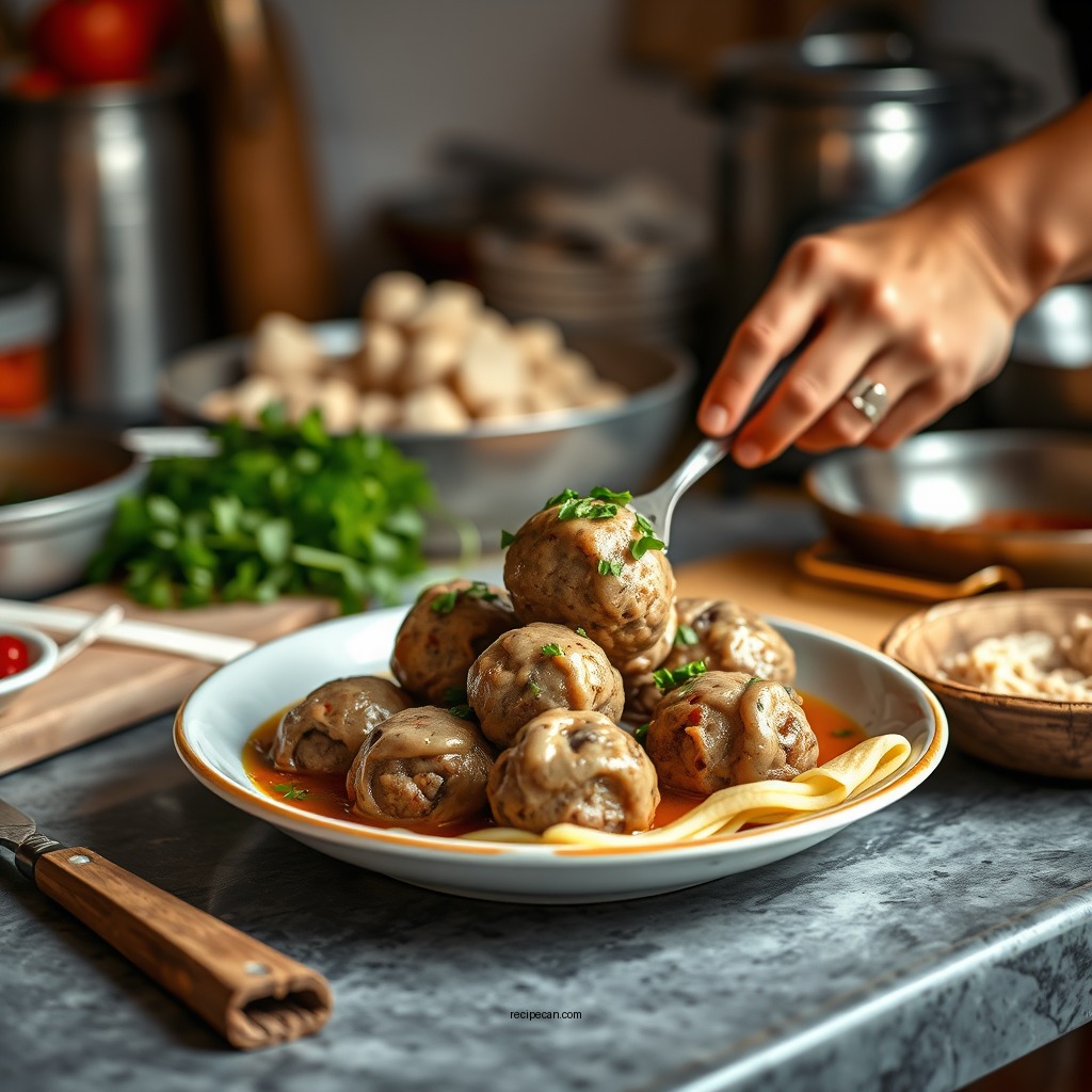 Preparing the Meatballs - crockpot albondigas soup recipe