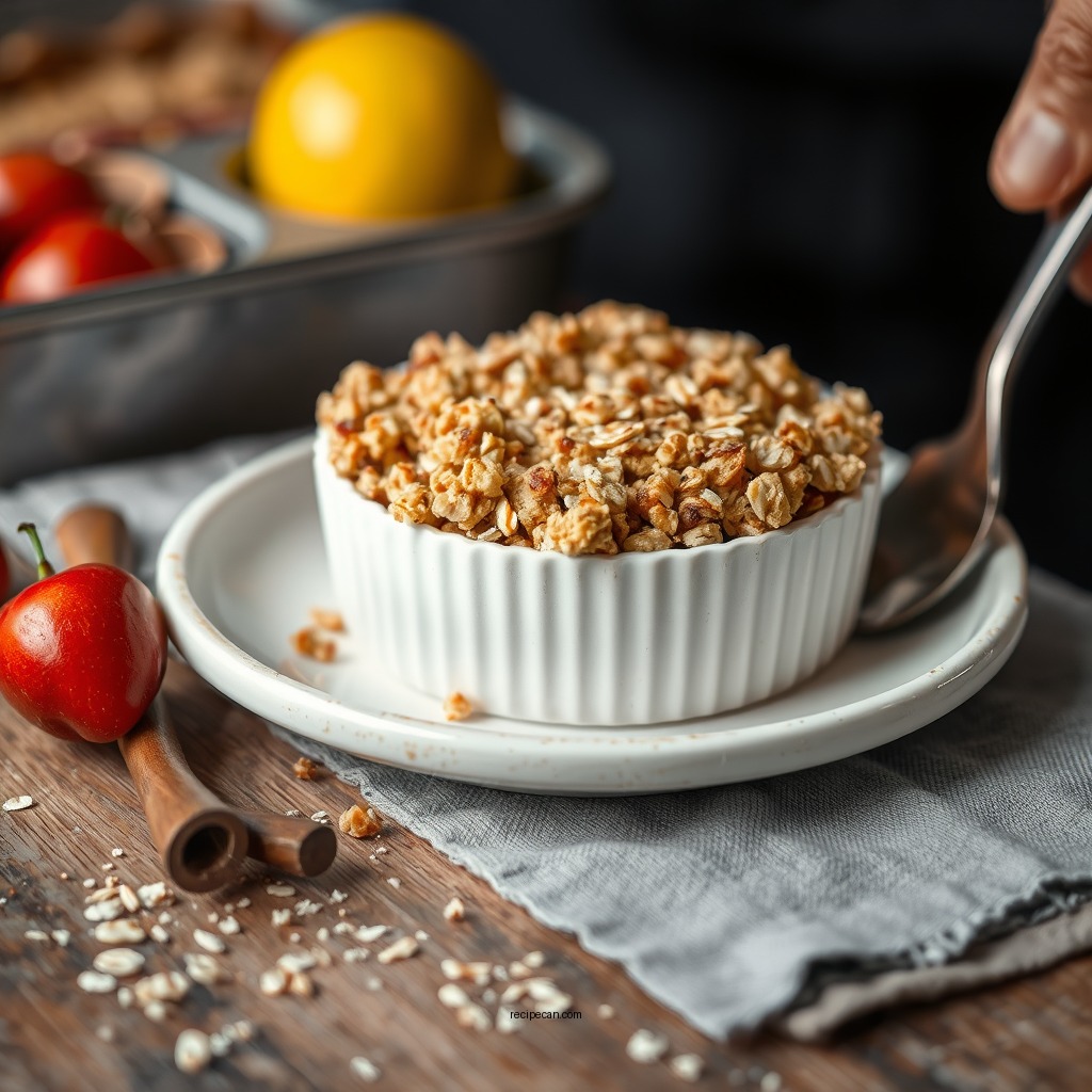 Assembling the Crumble - crumble with oats topping recipe