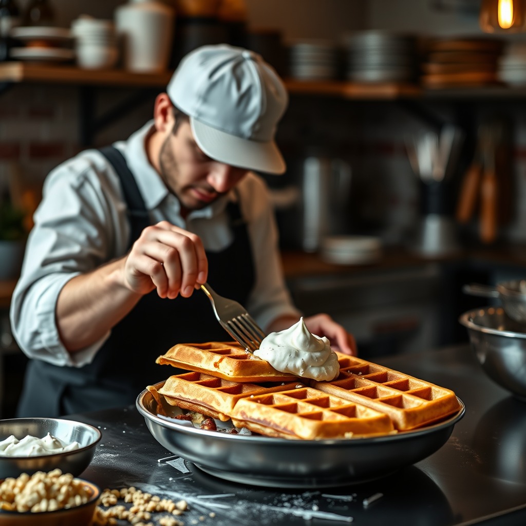 Preparing the Waffle Batter - crunchy belgian waffle recipe