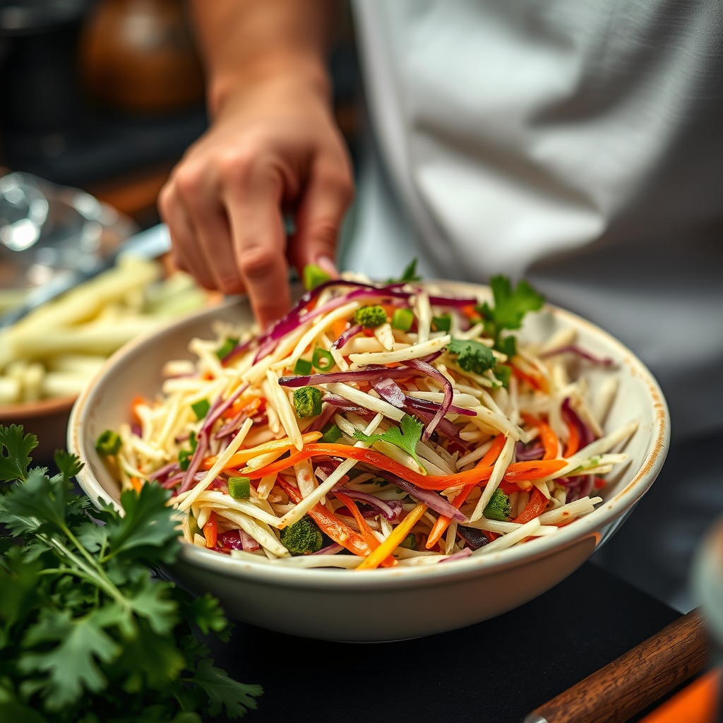 Preparing the Vegetables - crunchy coleslaw recipe