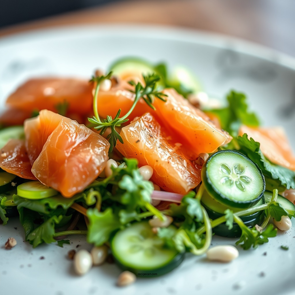 Assembly of the Salad - cucumber and smoked salmon salad recipe