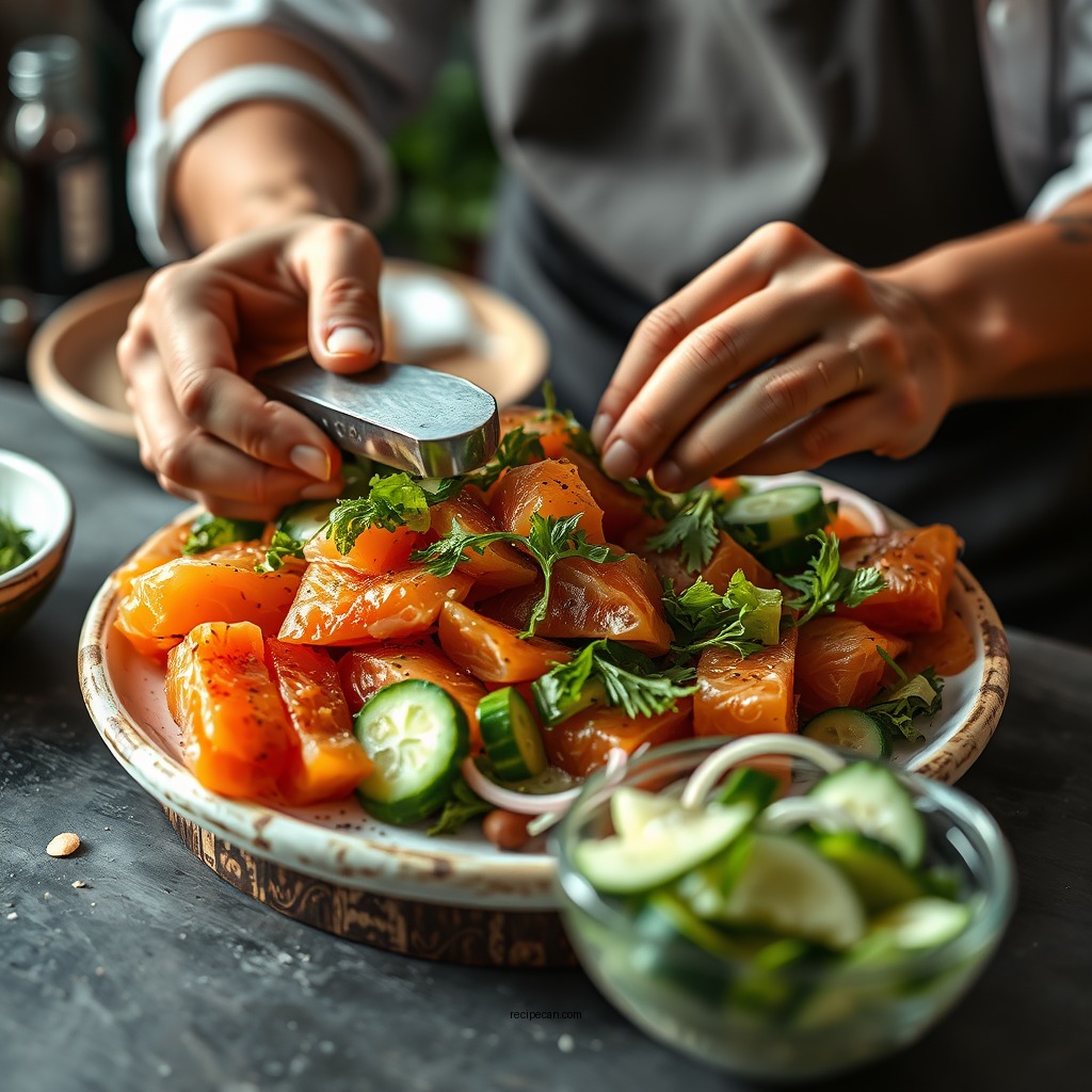 Preparation Steps - cucumber and smoked salmon salad recipe