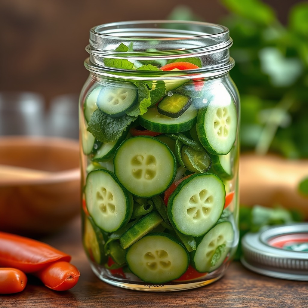Flavor Enhancements - cucumber salad recipe in a jar