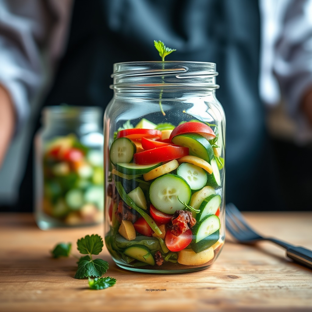 Layering Your Salad - cucumber salad recipe in a jar