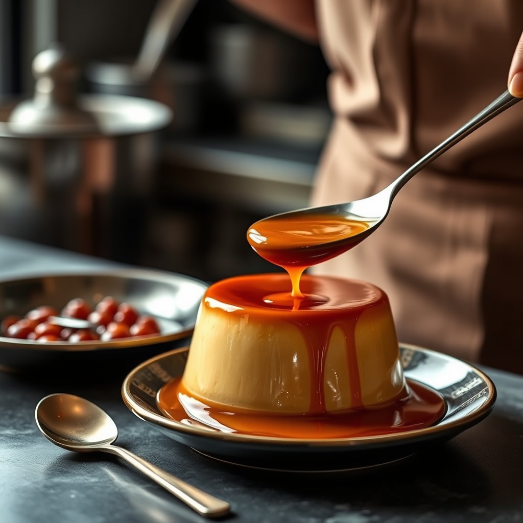 Preparing the Caramel - custard flan recipe
