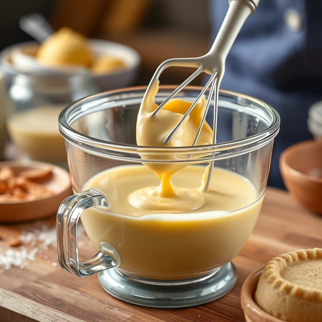 Mixing the Custard Filling - custard pie recipe easy